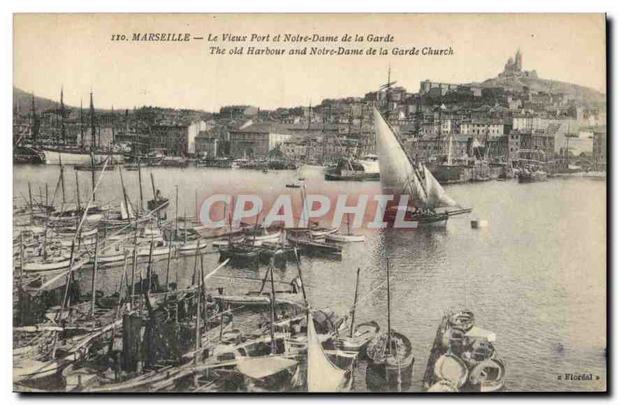 CPA Marseille Le Vieux Port et Notre Dame de la Garde 