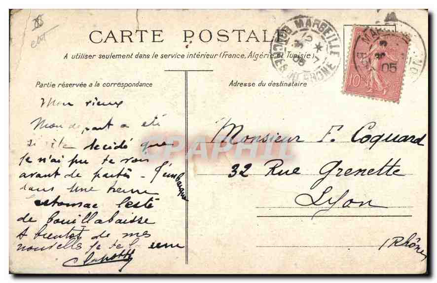 CPA Marseille Entree du Vieux Port  — Rückseite