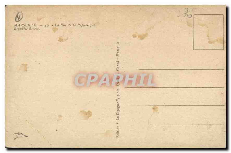 CPA Marseille La Rue de la Republique  — Rückseite