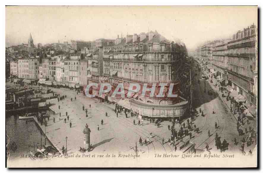 CPA Marseille Le Quai du Port et Rue de la Republique 