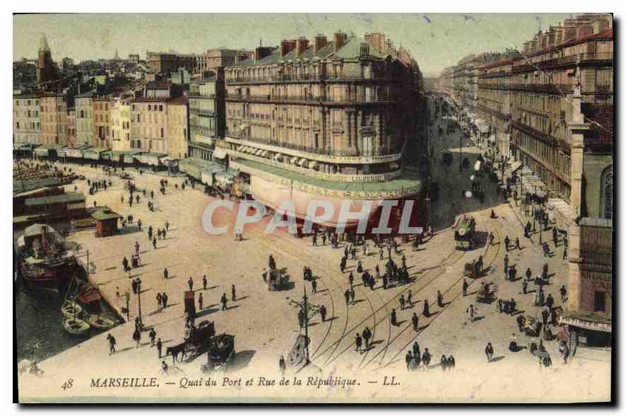 CPA Marseille Quai du Port et Rue de la Republique 