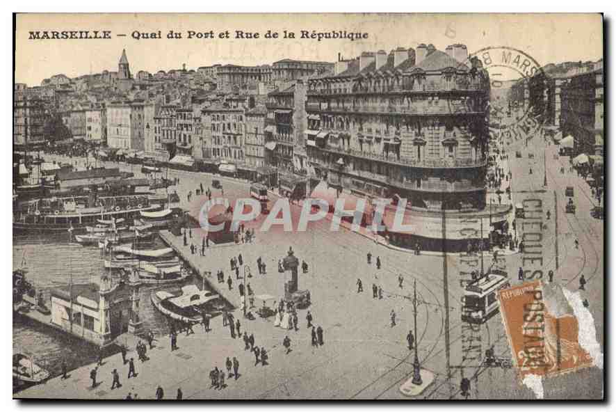 CPA Marseille Quai du Port et Rue de la Republique 