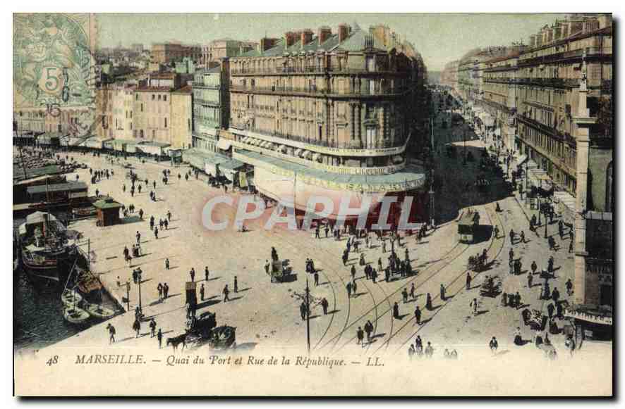 CPA Marseille Quai du Port et Rue de la Republique 