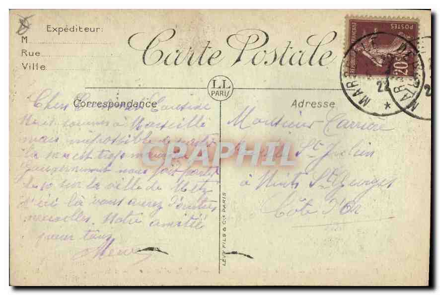 CPA Marseille La Rue de la Republique  — Verso