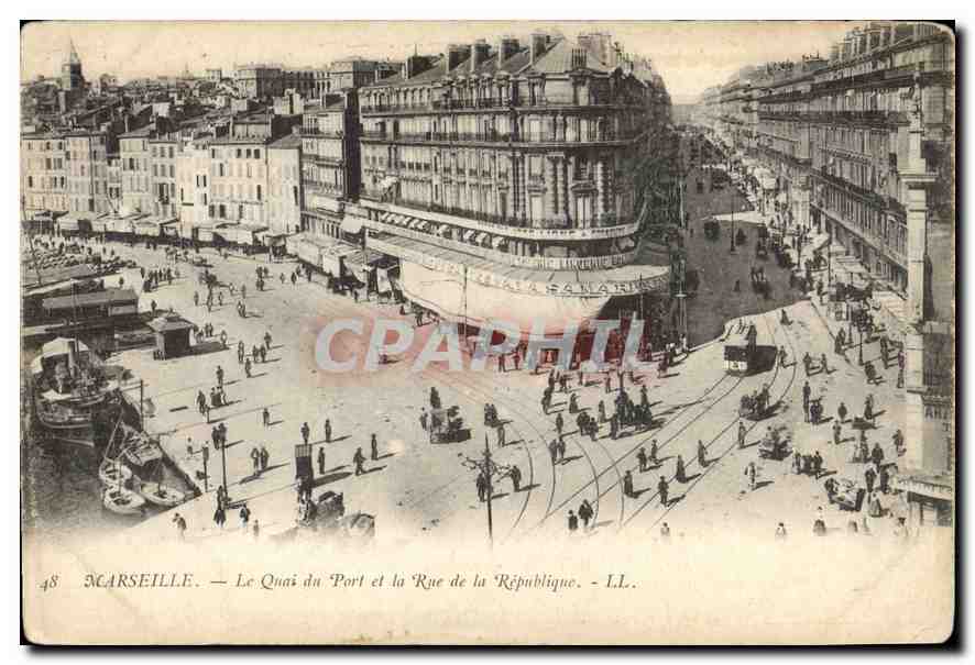 CPA Marseille le Quai du Port et la rue de la Republique 