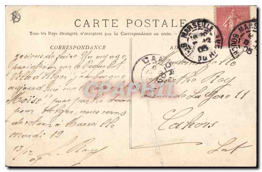CPA Marseille la rue de la Republique  — Rückseite
