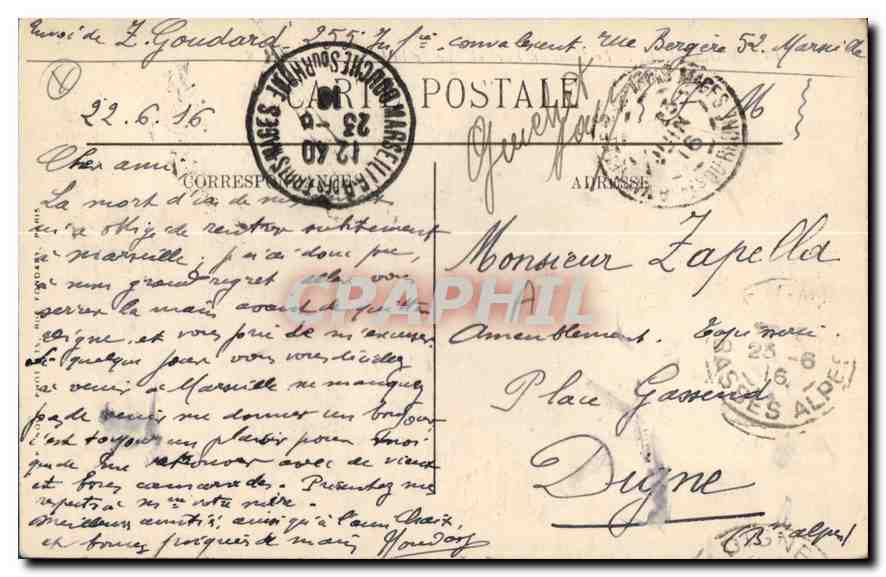 CPA Marseille Le Quai du Port et rue de la Republique  — Verso