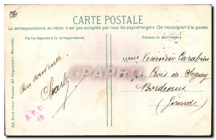 CPA Marseille rue de la Republique  — Verso