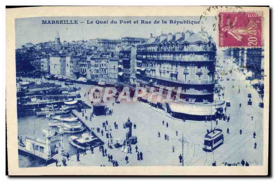 CPA Marseille le Quai du Port et rue de la Republique 
