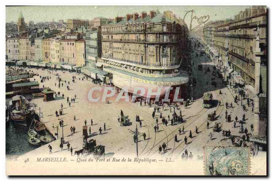 Marseille — Quai du Port et Rue de la République — LL.