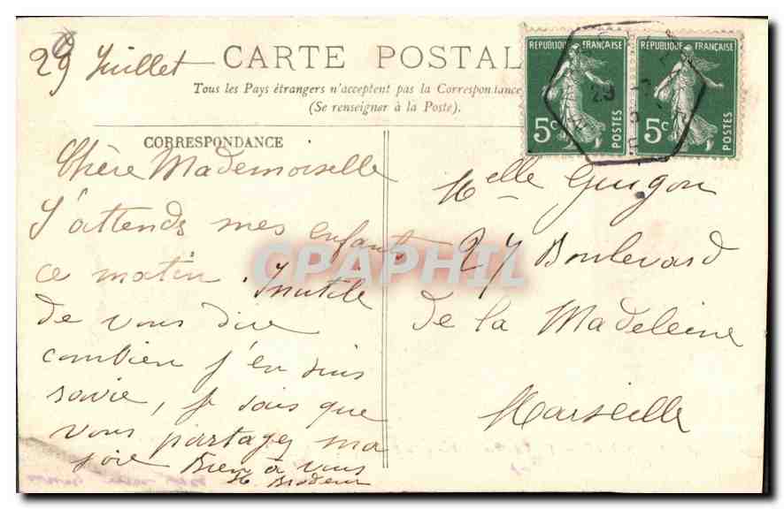 CPA Marseille Quai du Port et rue de la Republique  — Verso