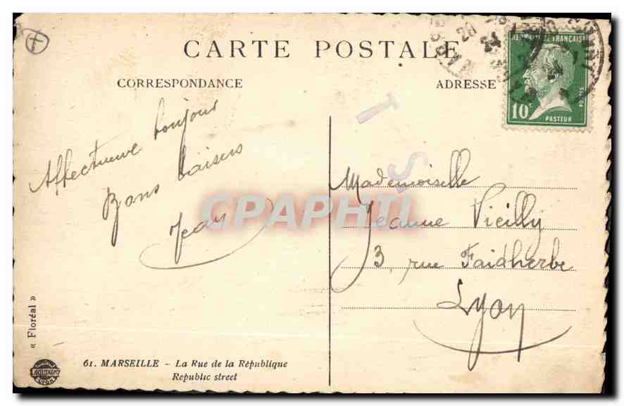 CPA Marseille la rue de la Republique  — Verso