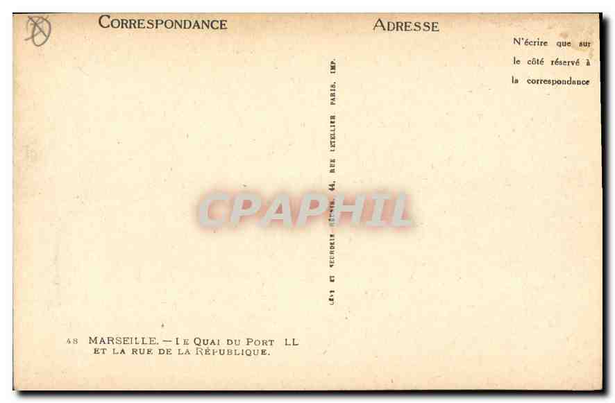CPA Marseille le Quai du Port et la rue de la Republique  — Verso
