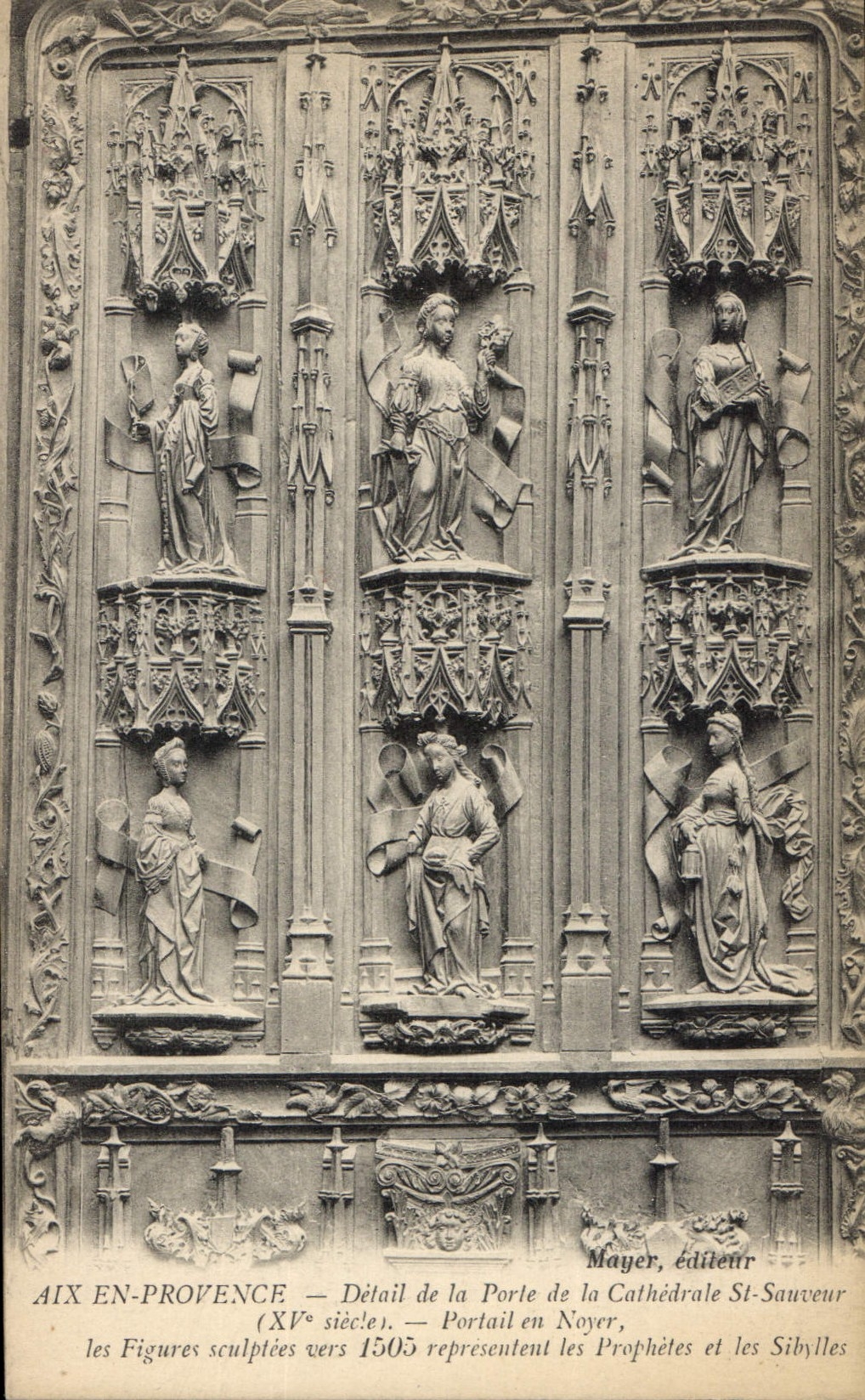 Aix-en-Provence — Détail de la Porte de la Cathédrale St-Sauveur (XVe siècle) — Mayer, éditeur