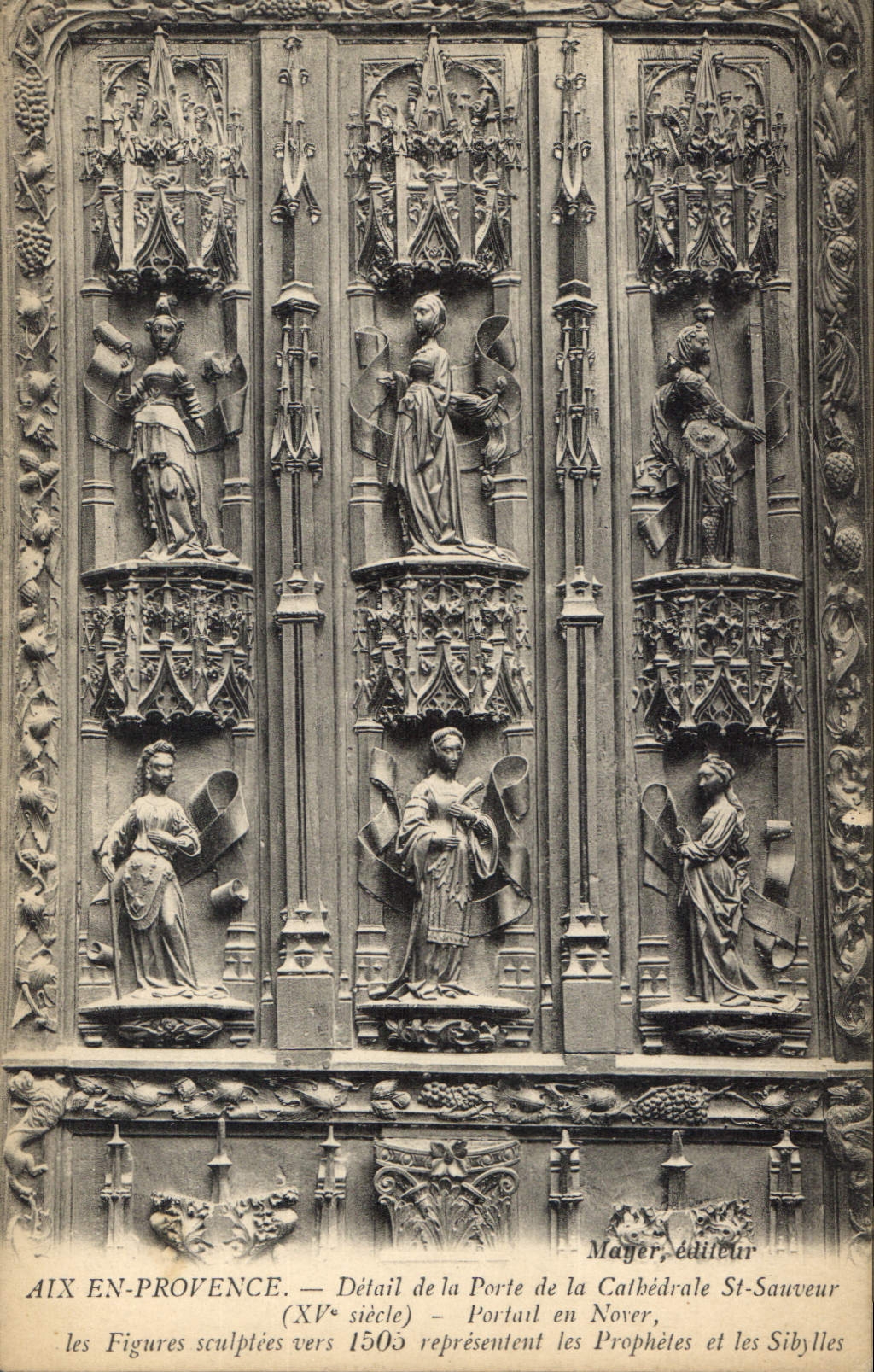 Aix-en-Provence — Détail de la Porte de la Cathédrale St-Sauveur (XVe siècle) — Mayer, éditeur