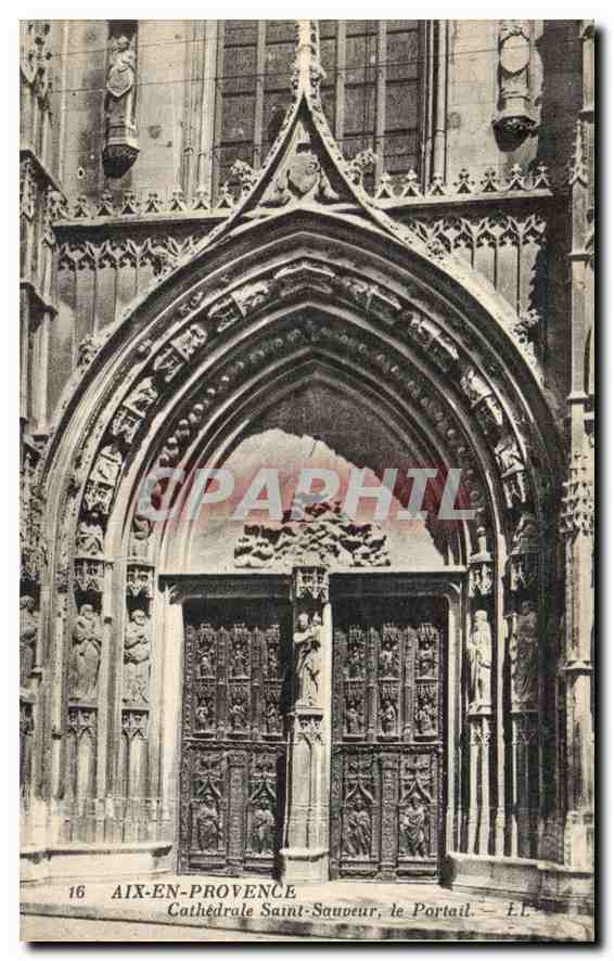 Aix-en-Provence — Cathédrale Saint-Sauveur, le Portail — Éditeur L. L.