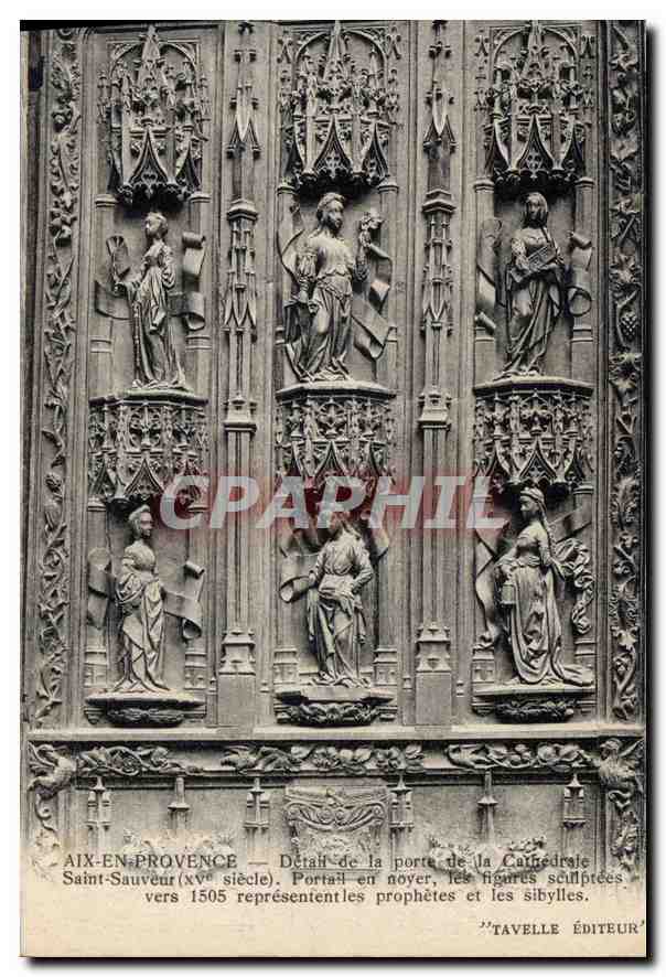 Aix-en-Provence — Détail de la porte de la Cathédrale Saint-Sauveur (XVe siècle), représentant les prophètes et les sibylles