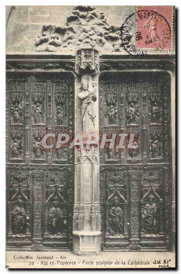 Aix-en-Provence — Porte sculptée de la Cathédrale au XIe siècle — Collection Jaussaud