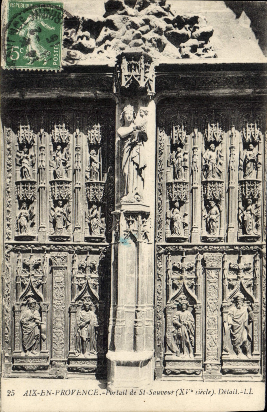 Aix-en-Provence — Portail de St-Sauveur (XVe siècle) — Détail. — L.L.