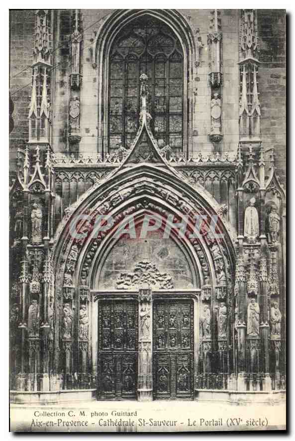 CPA Aix en Provence Cathedrale St Sauveur le Portail XV siecle 