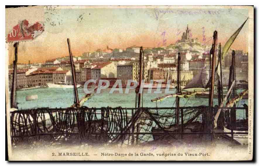 CPA Marseille Notre Dame de la Garde vue prise du Vieux Port 