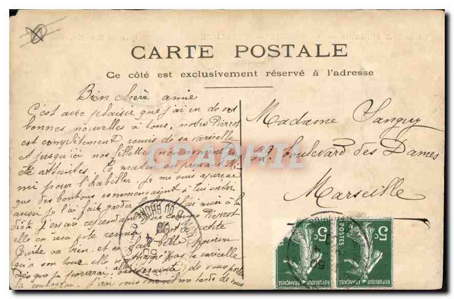 CPA Marseille Quai de Rive Neuve  — Verso