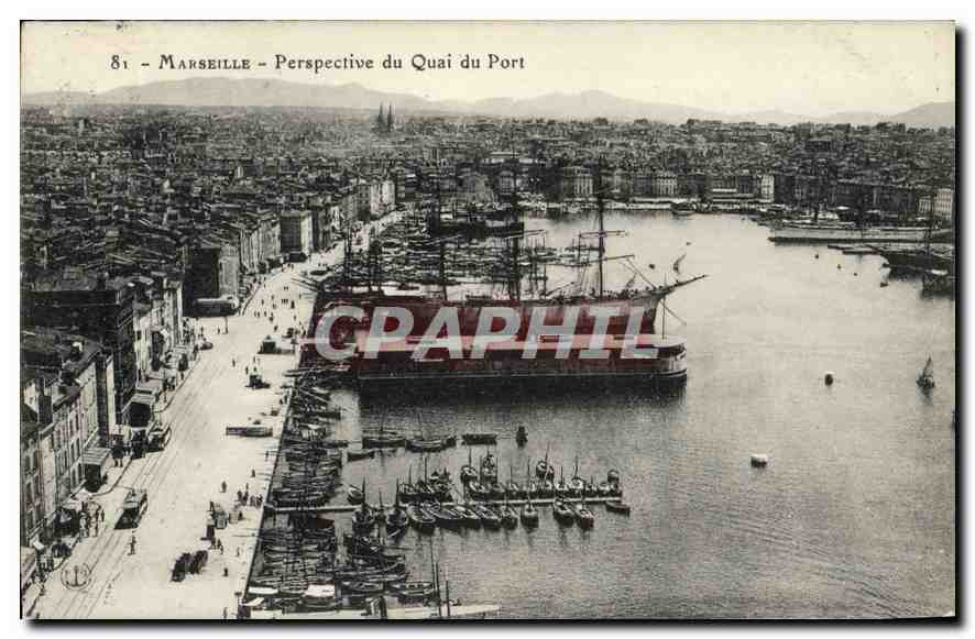 CPA Marseille Perspective du Quai du Port 