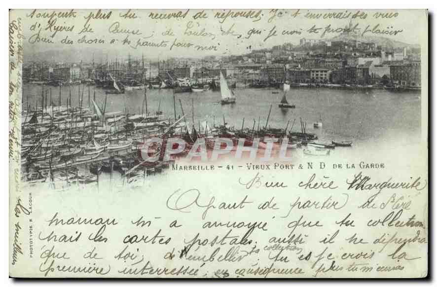 Vieux Port & N D de la Garde — Marseille — Phototype R. Clouin