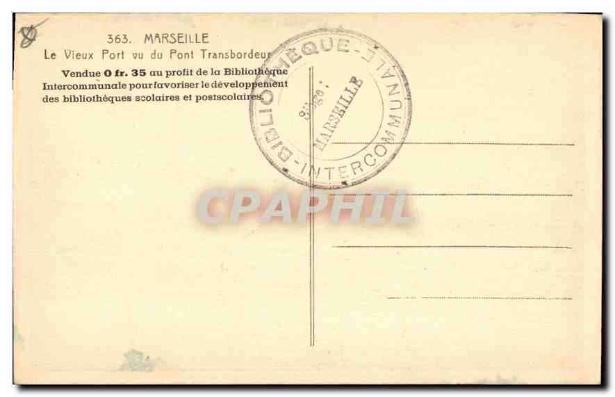 Marseille — Le Vieux Port vu du Pont Transbordeur — éditeur Atrelio — Verso