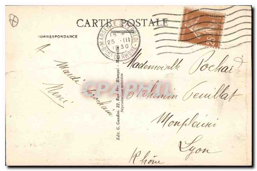 CPA Marseille Quai des Belges et Canebiere vus du Vieux Port  — Verso