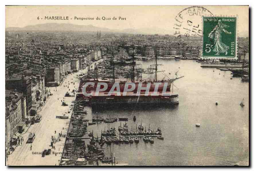 CPA Marseille perspective du Quai de Port 