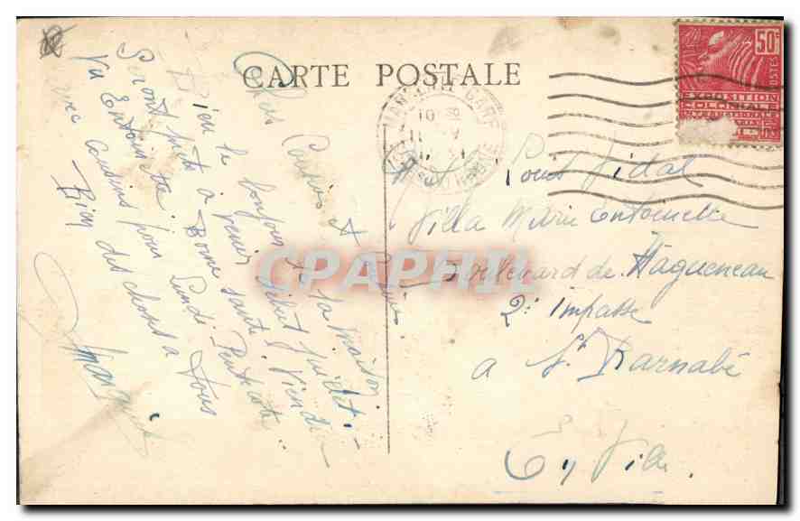 CPA Marseille un Coin du Vieux Port et N D de la Garde Bateaux de Pecheurs  — Verso