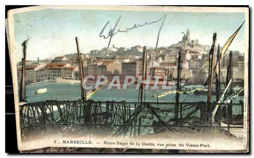 Marseille — Notre-Dame de la Garde vue prise du Vieux-Port — Édition C. D'ANJOU, MARSEILLE.