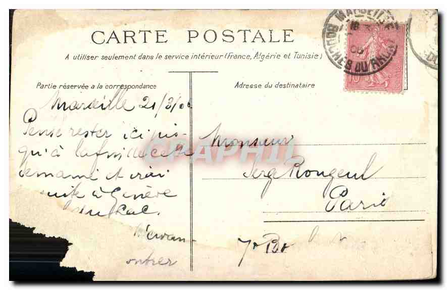 CPA Marseille Entree du Vieux Port  — Verso