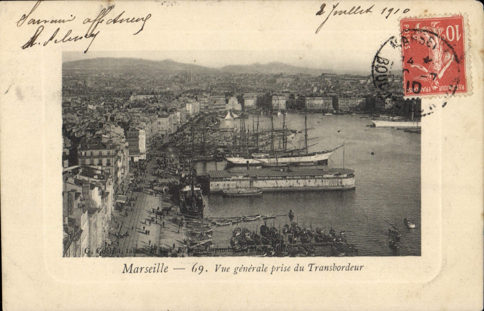 Marseille — 69. Vue générale prise du Transbordeur — G. Calefot, talon de la carte