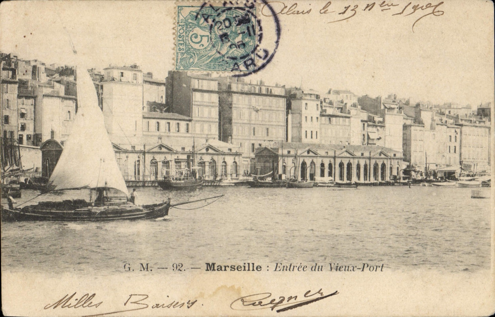 Marseille : Entrée du Vieux-Port — G. M. — 92 — éditeur G. M. — n° de série 92