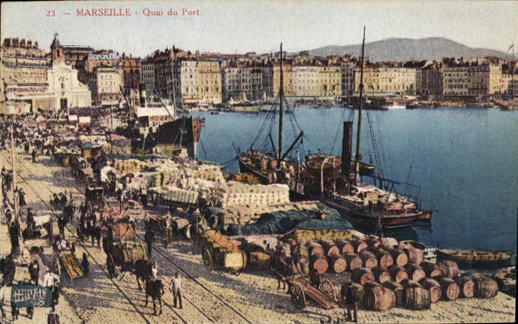 MARSEILLE - Quai du Port — vue du port avec bateaux et tonneaux — éditeur G. Poujoulat, n°23
