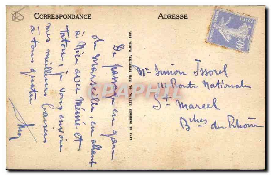 Marseille — L'Hôtel de Ville — LL — Verso