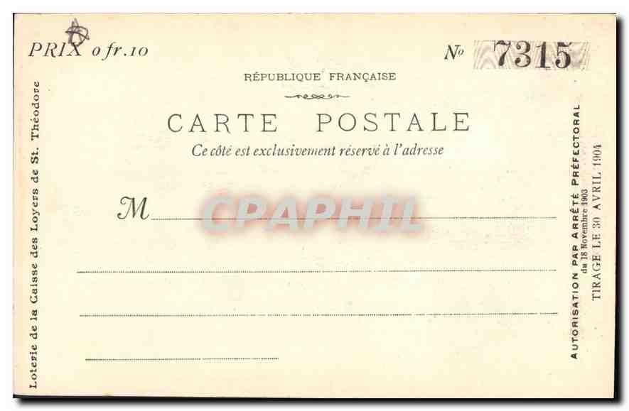 CPA Marseille L'Ancien Palais de Justice  — Verso