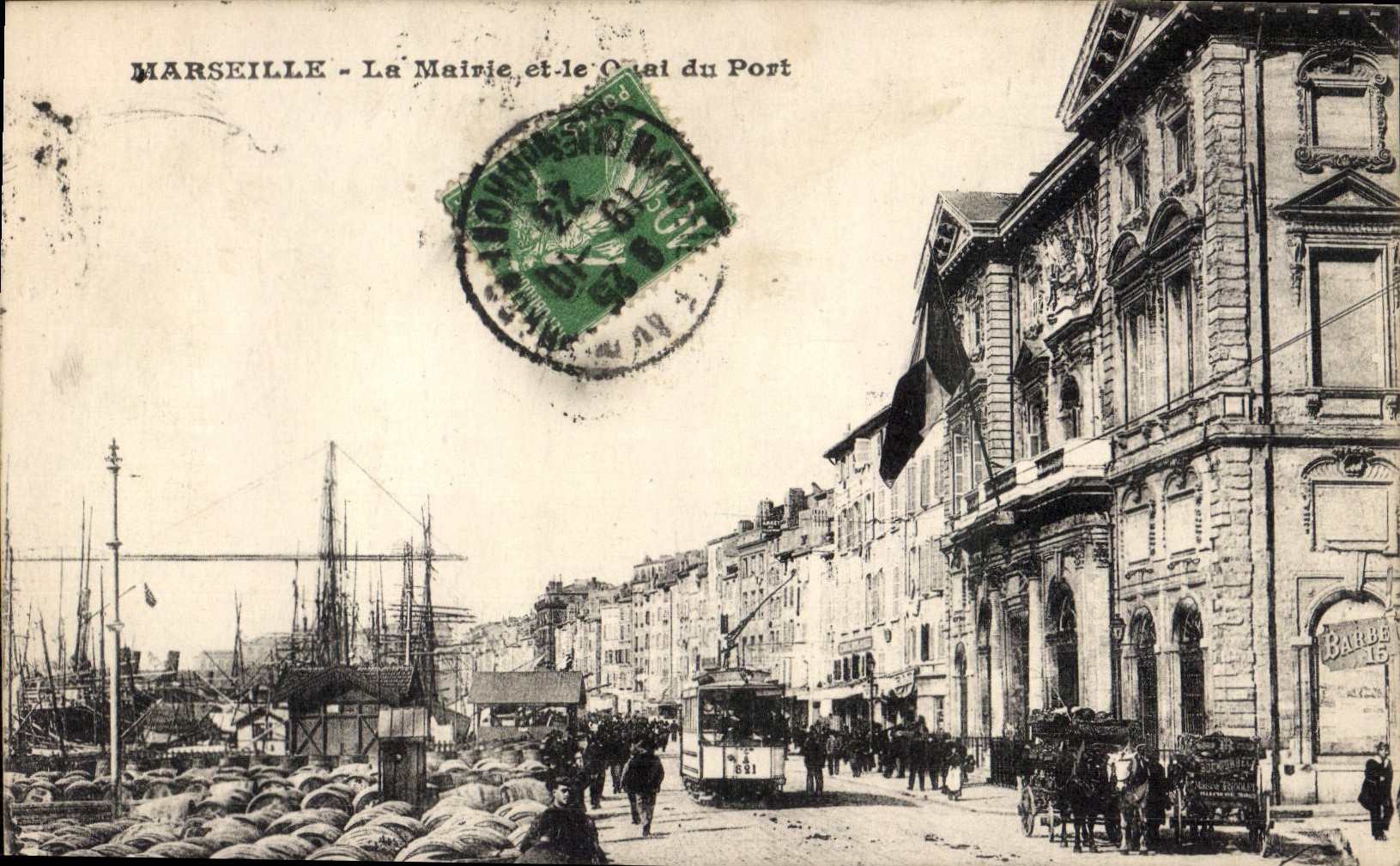Marseille - La Mairie et le Quai du Port — éditeur non visible, n° de série non lisible