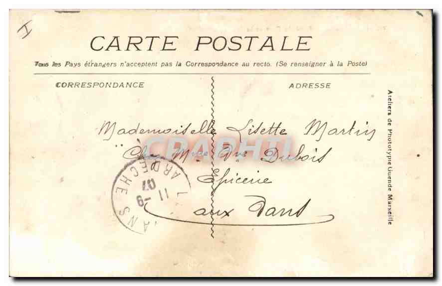 MARSEILLE — Quai du Port et la Mairie — Éditeur inconnu, n° 147 — Verso