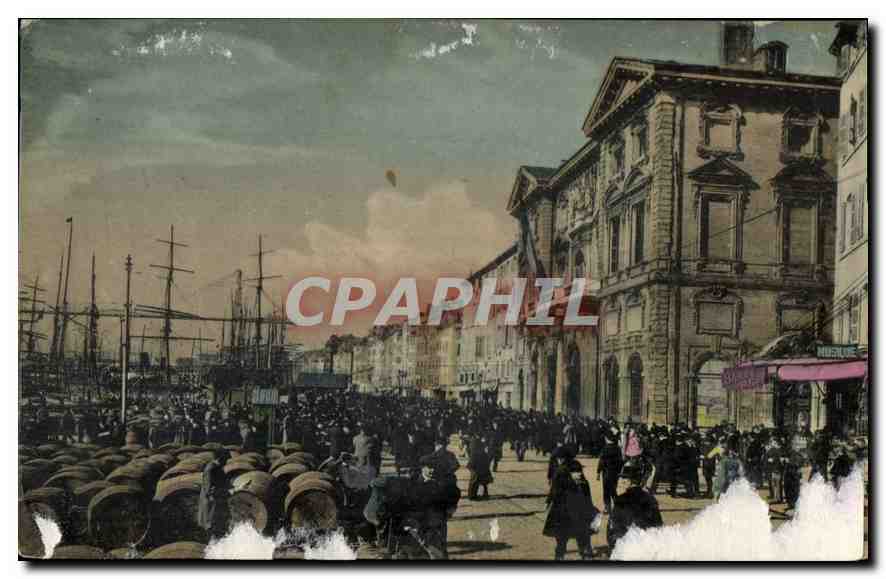 Marseille — Le Quai du Port et la Mairie — Phototypie Marcelle