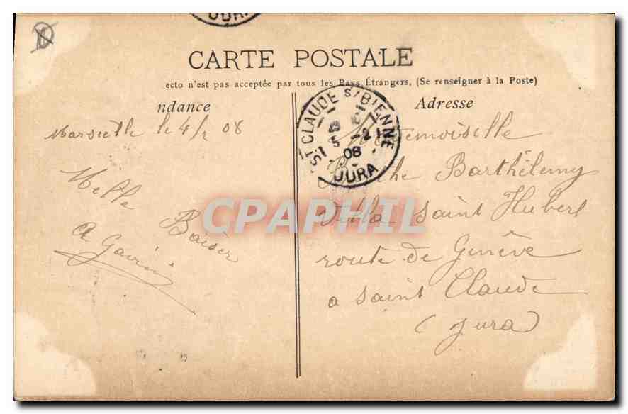 CPA Marseille L'Hotel de Ville  — Verso