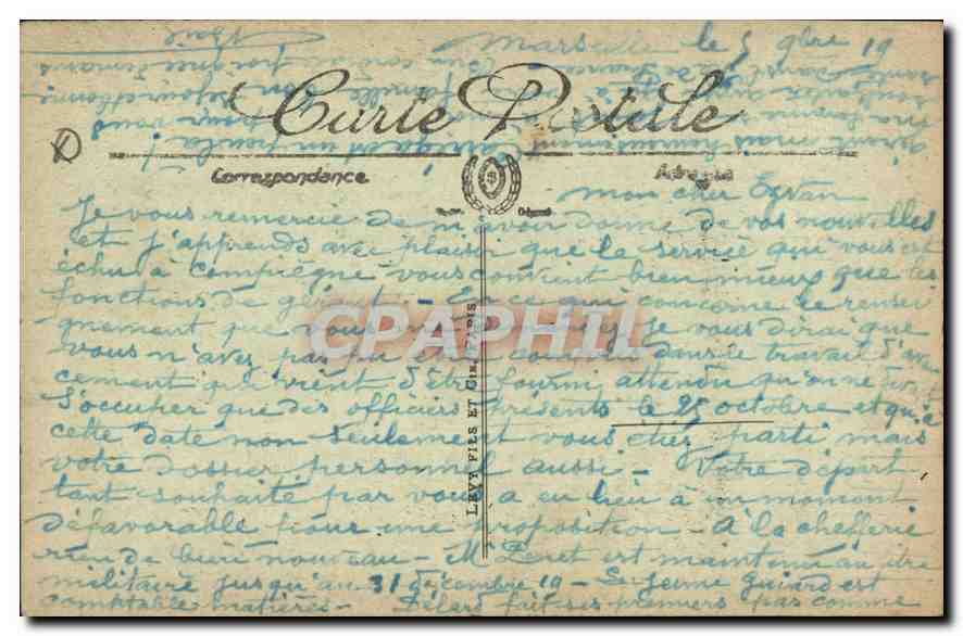 CPA Marseille La Mairie  — Rückseite