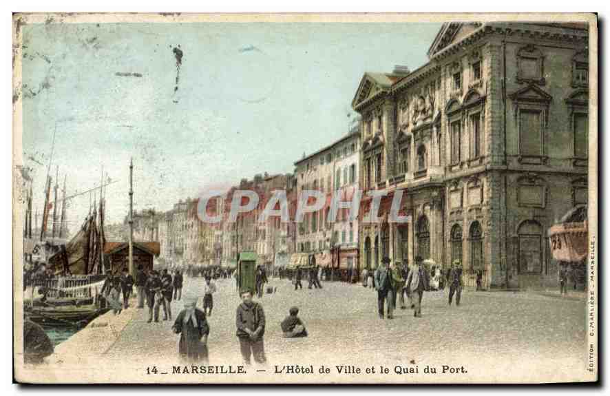 CPA Marseille L'Hotel de Ville et le Quai du Port 