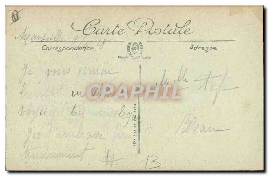 CPA Marseille L'Hotel de Ville  — Rückseite