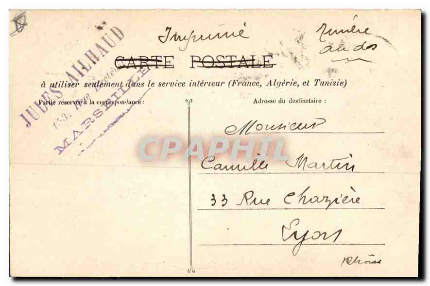CPA Marseille La Mairie  — Verso