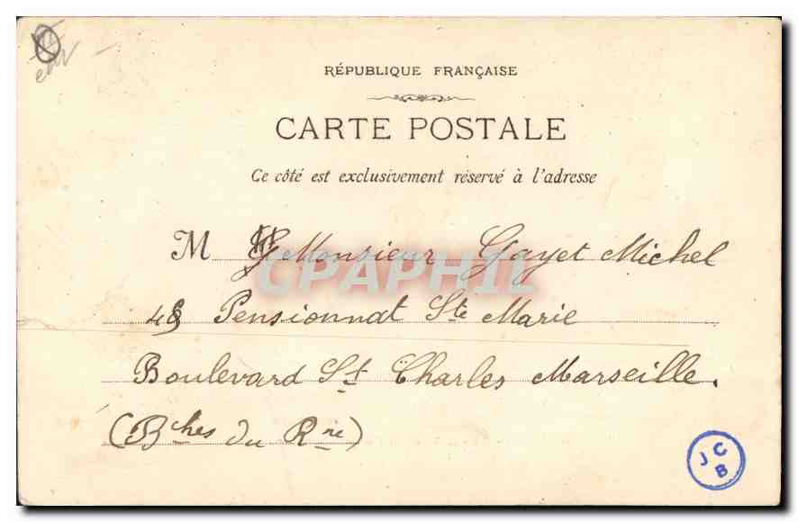 CPA Marseille l'Ancien Palais Justice  — Verso