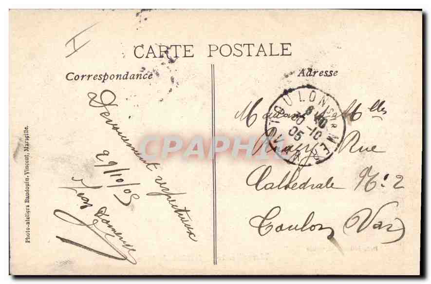 CPA Marseille L'Hotel de Ville  — Verso