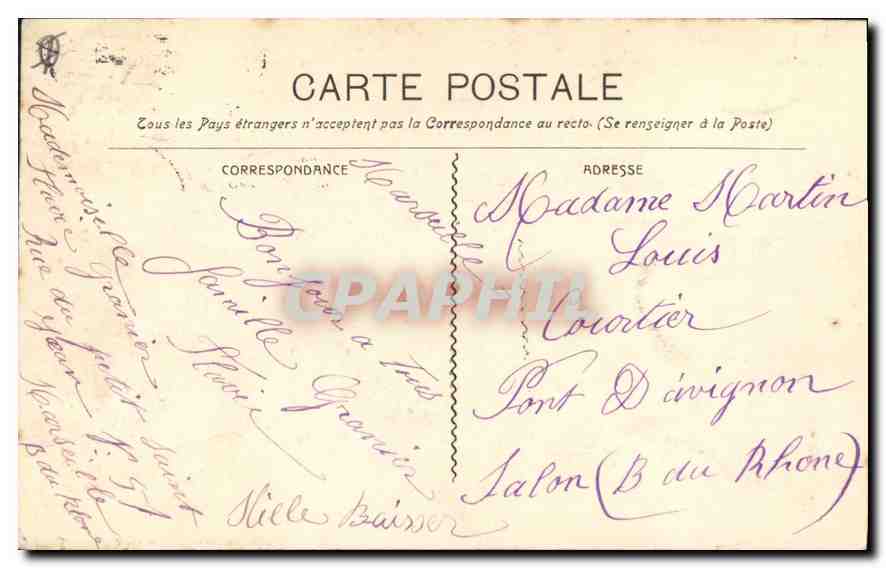 CPA Marseille La Mairie  — Verso